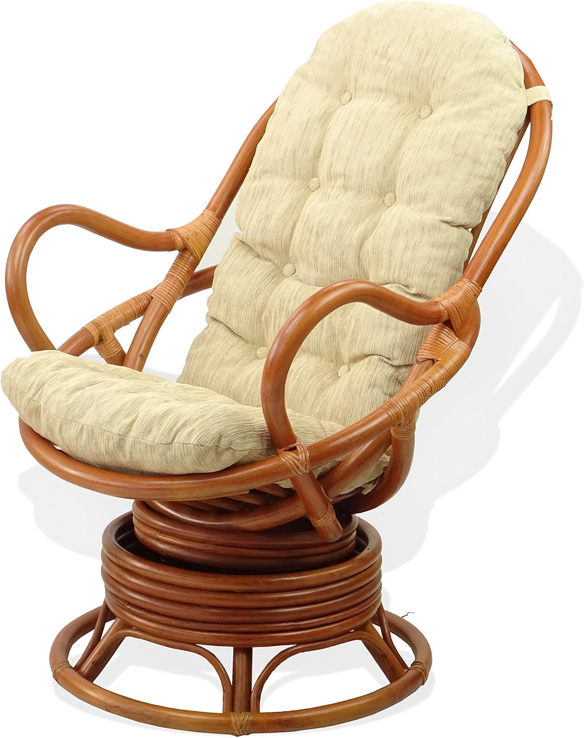 Java Swivel Rocking Chair with Cream Cushion and Coffee Table T667991