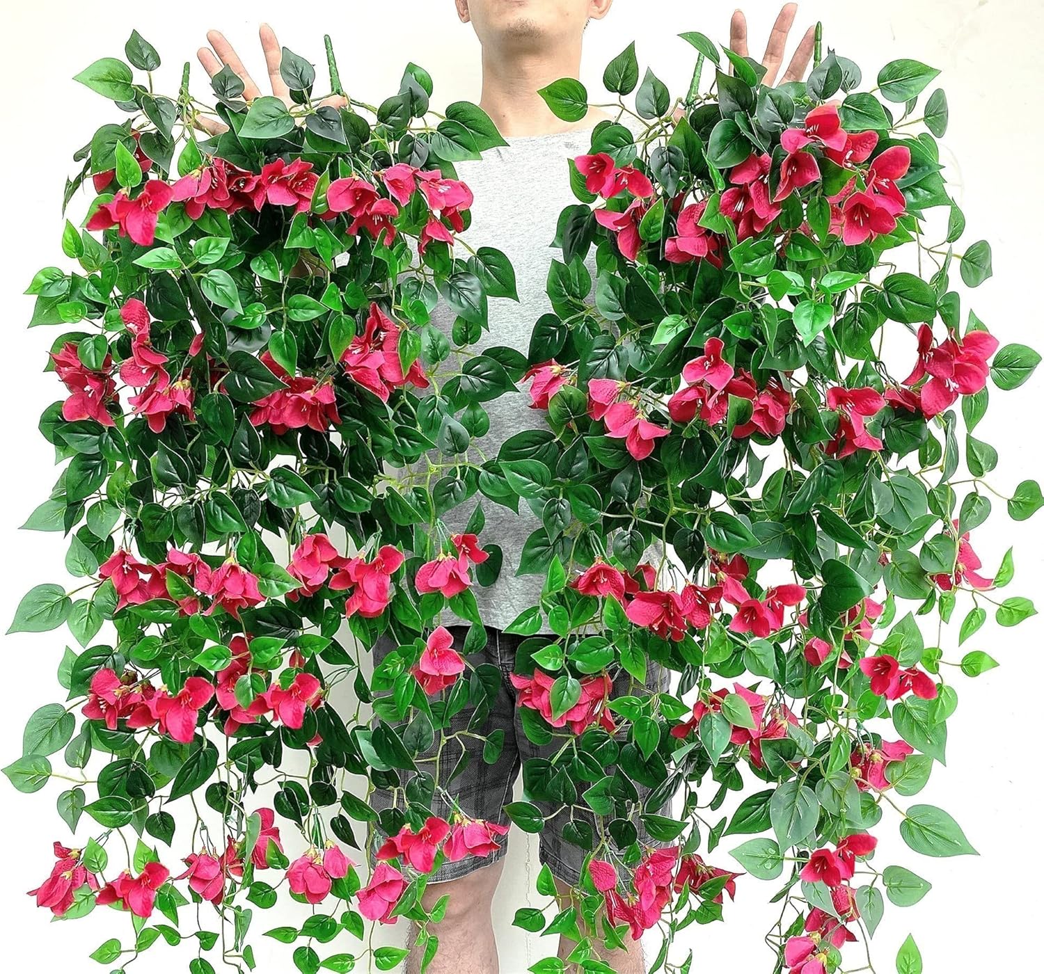 Artificial Hanging Bougainvillea Silk Flower Vines, 4-Pack for Indoor Outdoor Decor R705993