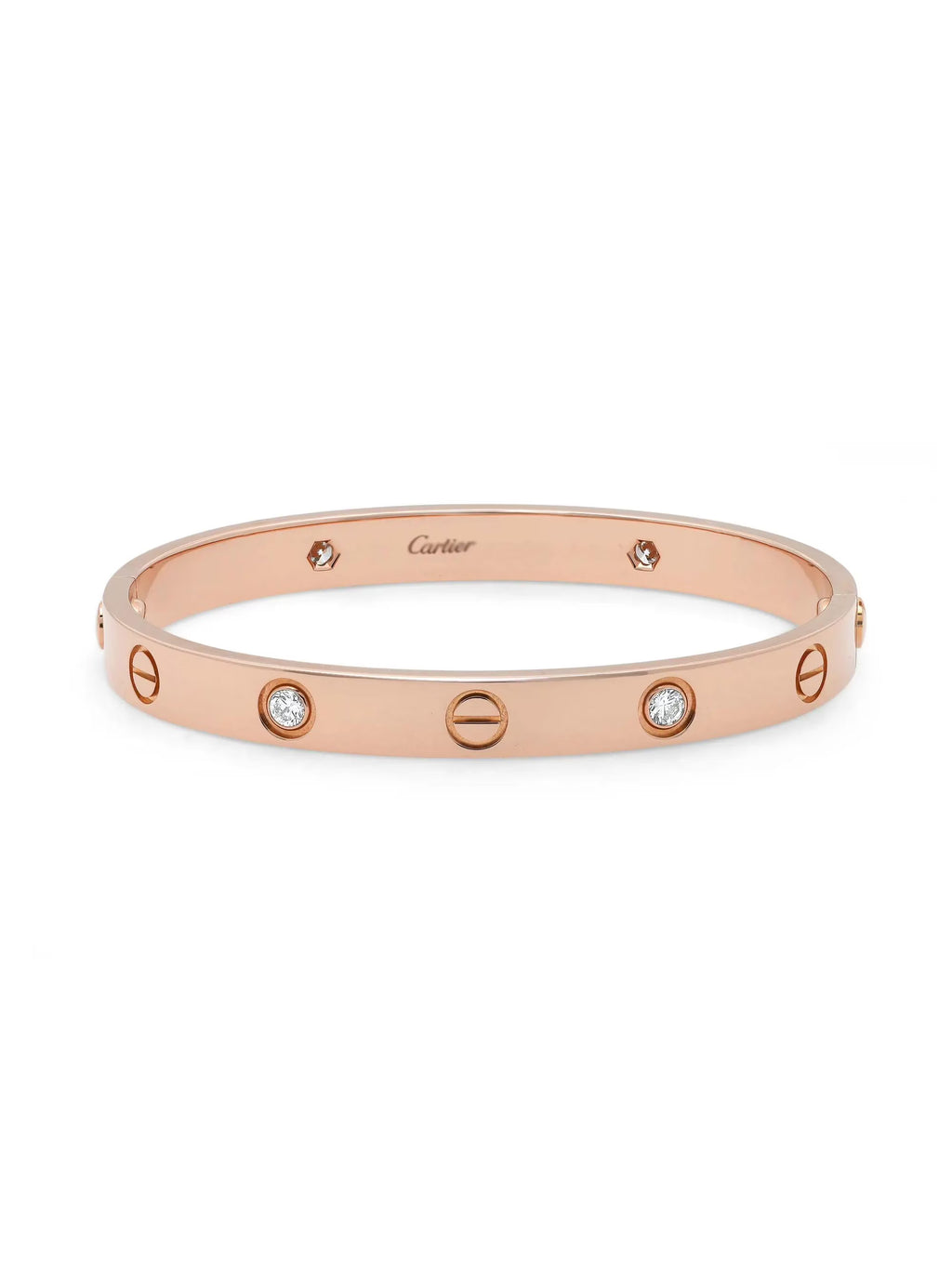 Cartier Love Bracelet 4 Diamonds 18K Rose Gold Size 18