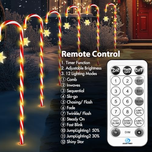 24 Pack Outdoor Christmas Candy Cane Lights 144LED Solar Pathway with Bowknot V1552