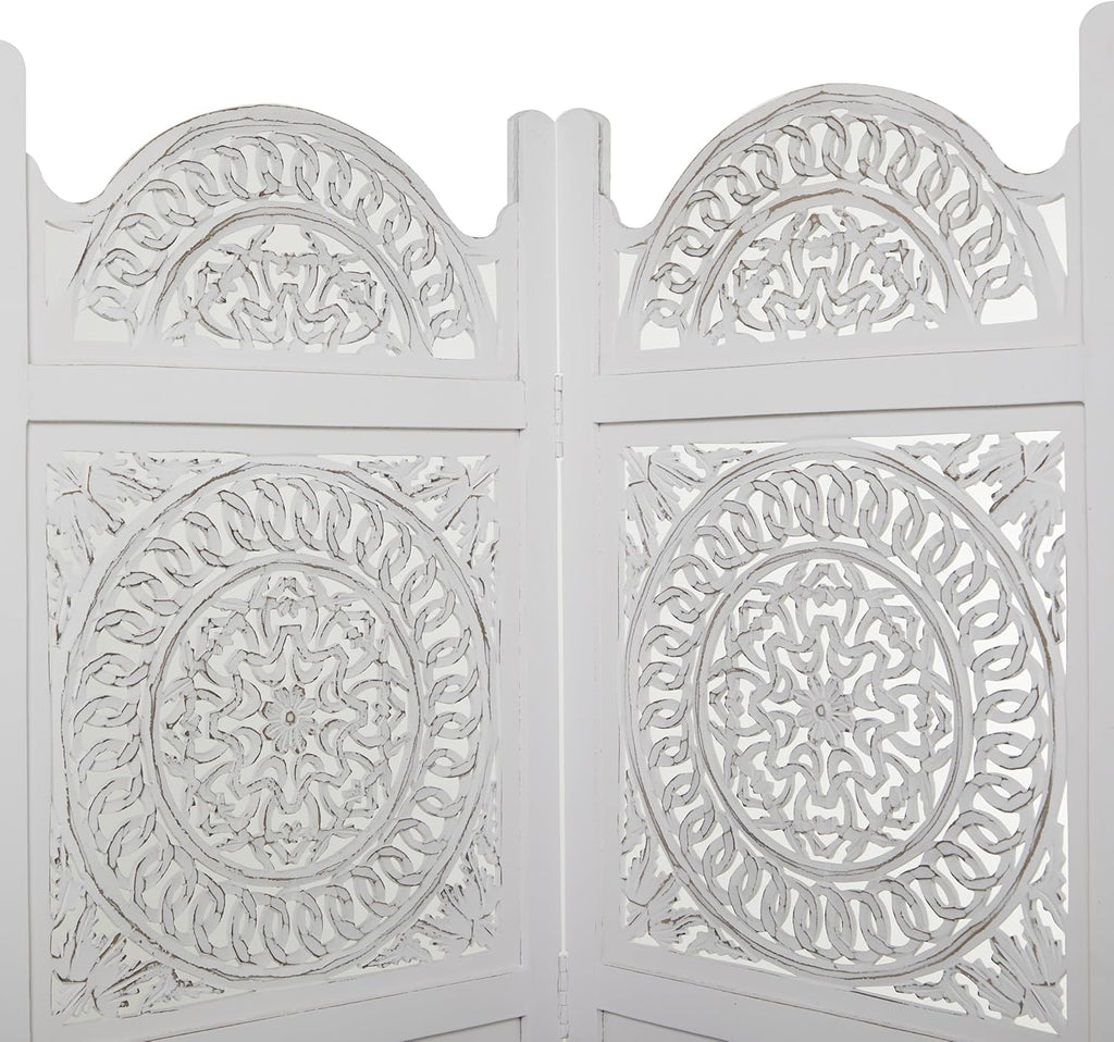 Wood Floral Handmade Partition Room Divider Screen 3 Panel Foldable Privacy Screen E299680