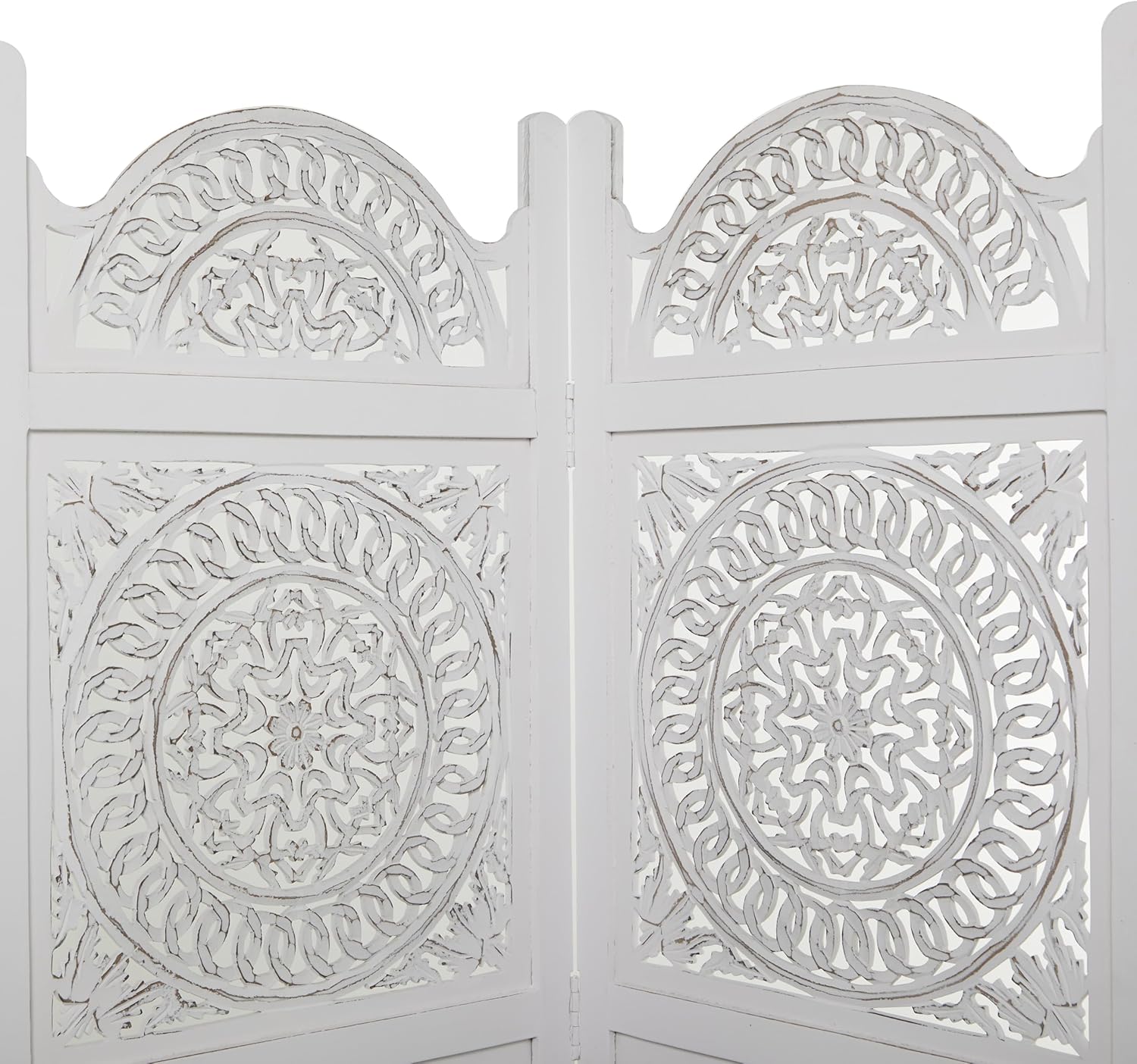 Wood Floral Handmade Partition Room Divider Screen 3 Panel Foldable Privacy Screen E299680