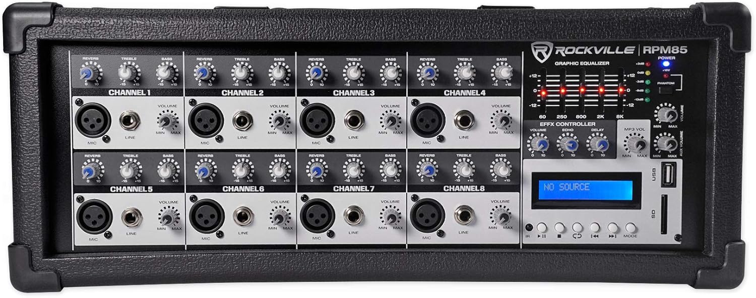 12 Channel 4800W Powered Mixer with 7 Band EQ and Effects Q7001