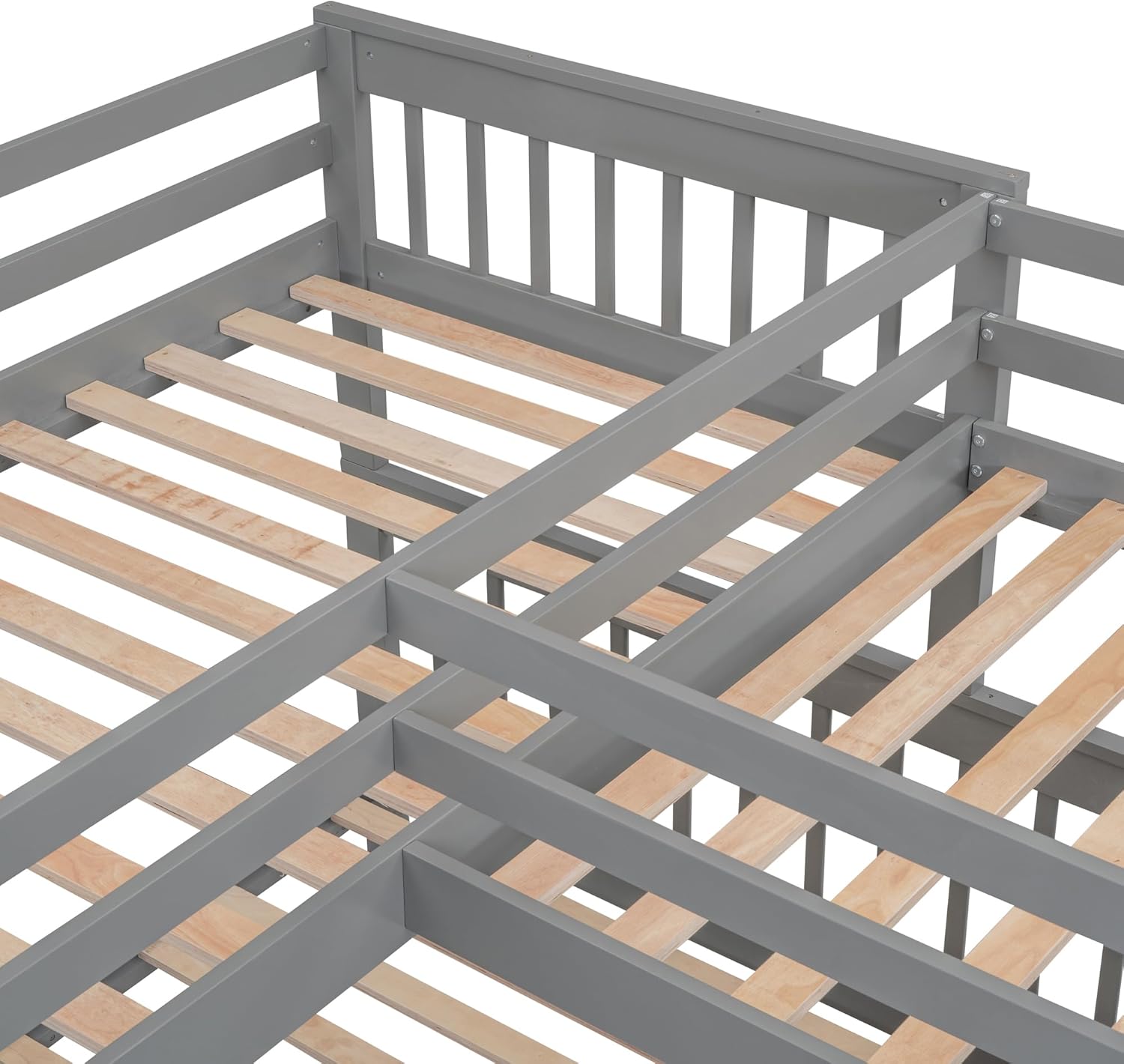 Twin Over Full Wooden Bunk Bed with Stairs, Desk, Storage and Wardrobe D3913