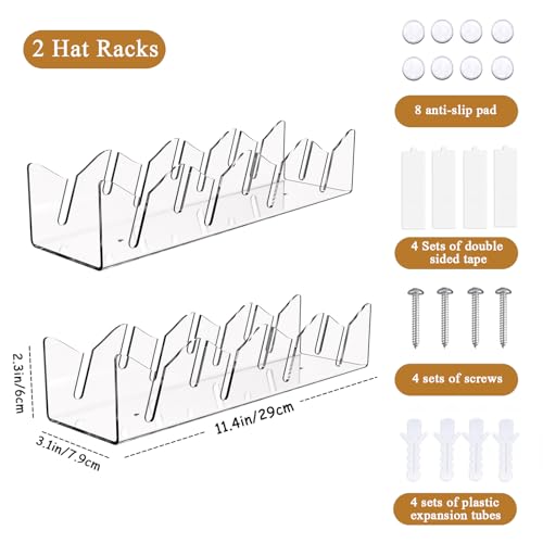Acrylic Hat Organizer for 14 Baseball Caps, Wall or Closet Storage S2299