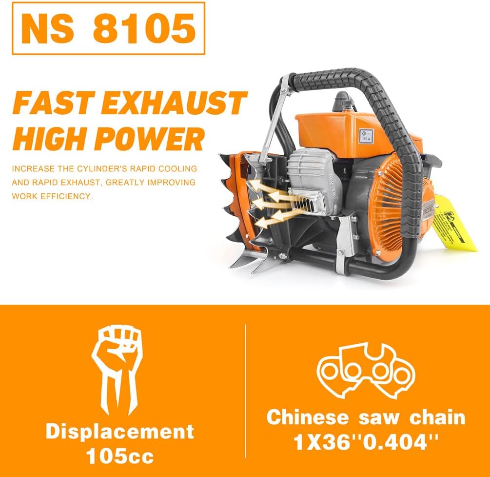 36 inch Gas Chainsaw 105cc with Guide Bar Chain E5635