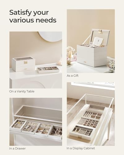 Stackable Jewelry Trays with Glass Lid and Removable Dividers X371024