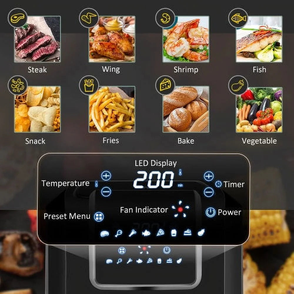 6.9 Quart Digital Air Fryer with Digital Display, Adjustable Temperature and Timer Y27056