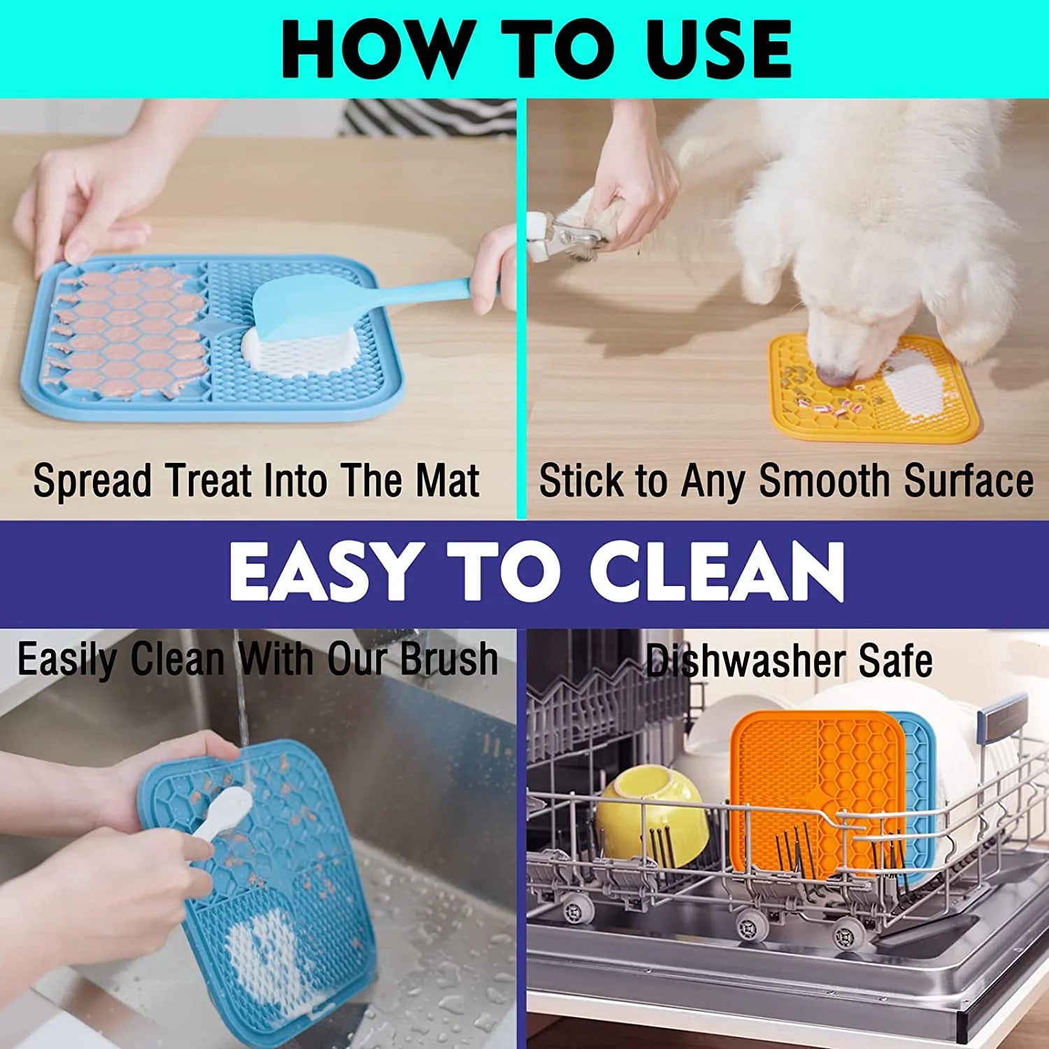 Dog Licking Mat with Suction for Anxiety, Slow Feeder Lick Pad U50961