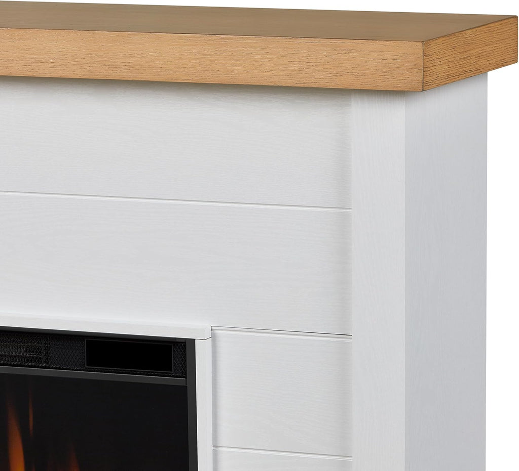 Slim Electric Fireplace with Mantel, Remote Control, White J14823