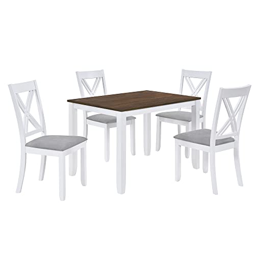 5-Piece Dining Table Set with 4 Upholstered Chairs for Small Spaces P9283