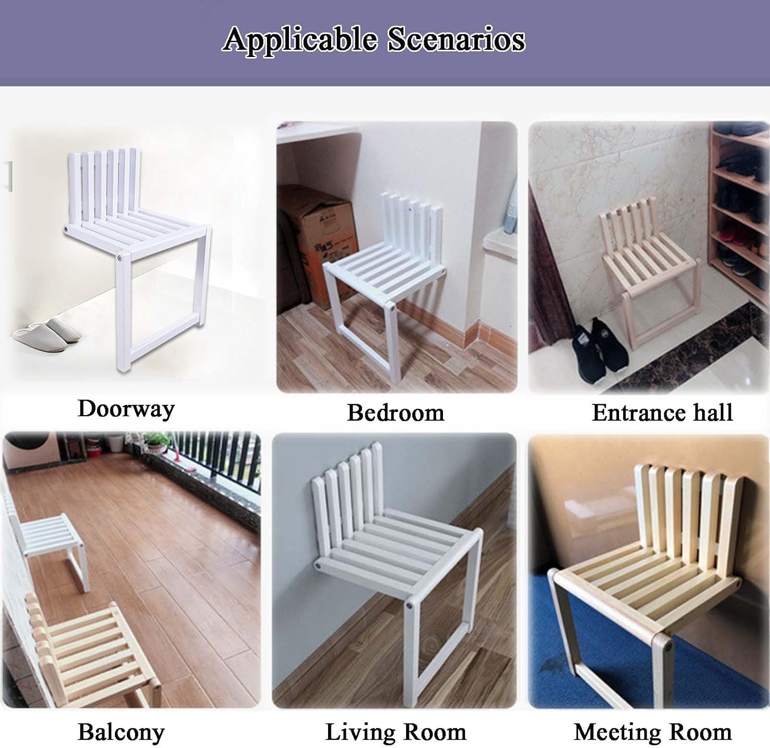 Wall Mounted Folding Stool with Supporting Legs for Space Saving R747
