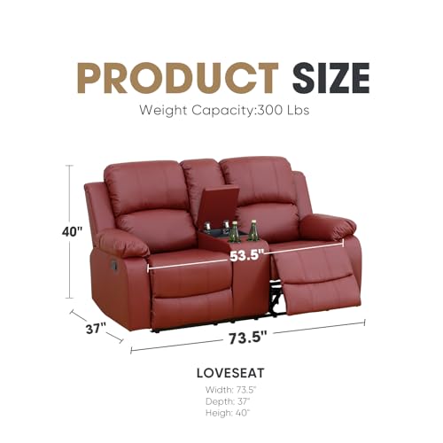 Leather Recliner Loveseat with Storage and Cup Holders H579293