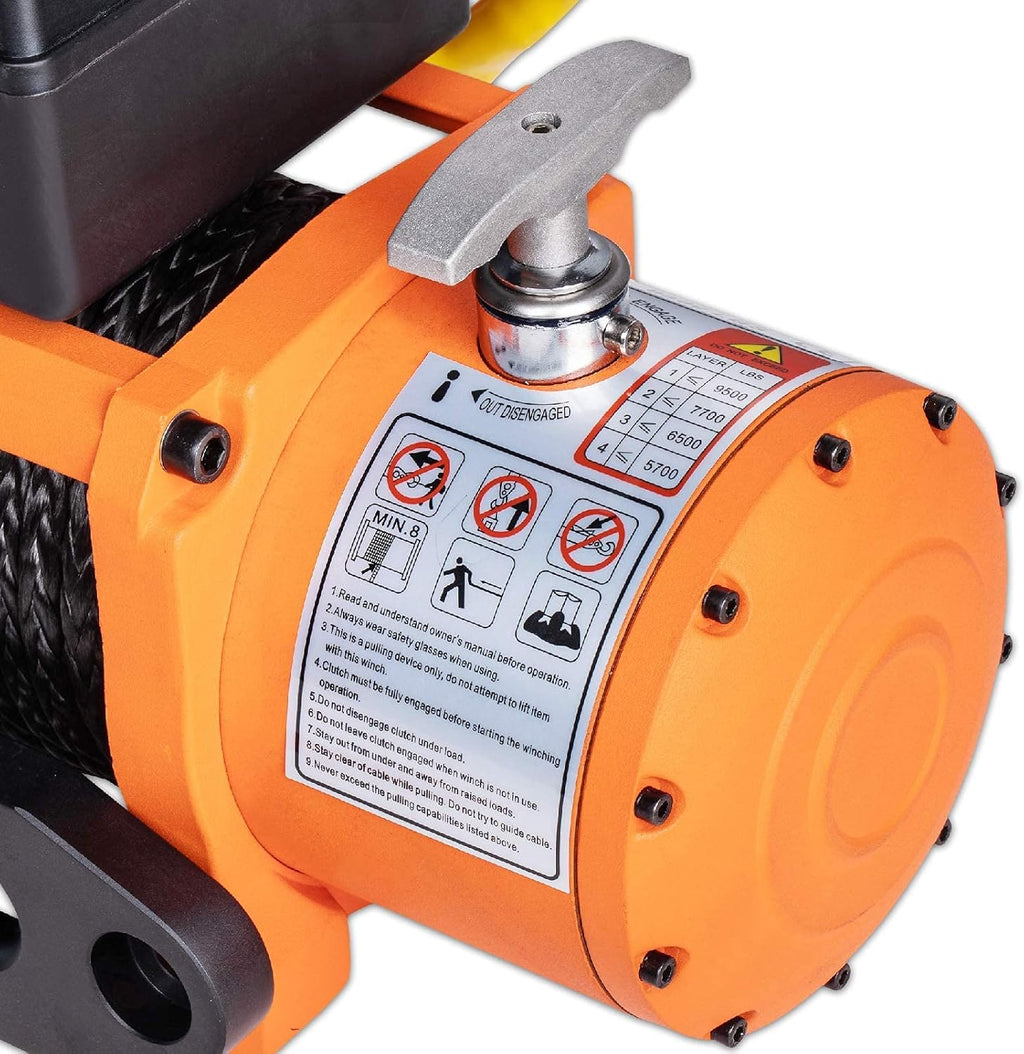 9500 lb Electric Winch Synthetic Rope Kit, 12V Waterproof IP67, Wireless Remote G5371