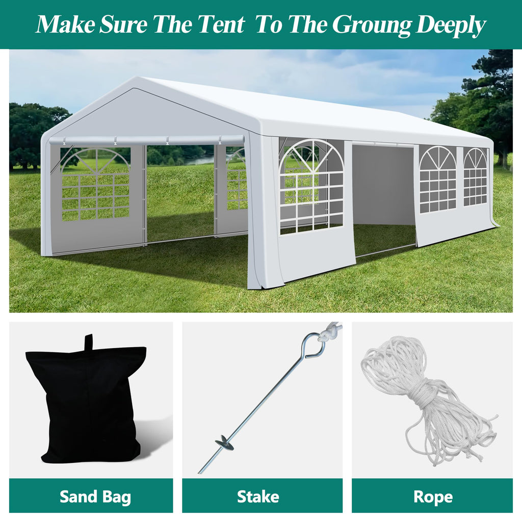 Patio Party Tent with Windows, Heavy Duty Wedding Tent with Roll-up Doors T6190