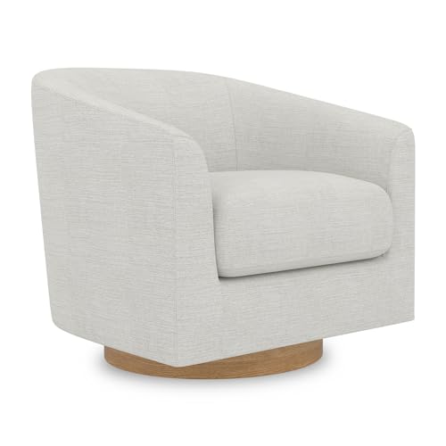 Swivel Accent Chair, Upholstered Barrel-Curved Chair with Arm and Backrest, Comfy Club Chair for Living Room, Reading Room, Bedroom, Fog Grey