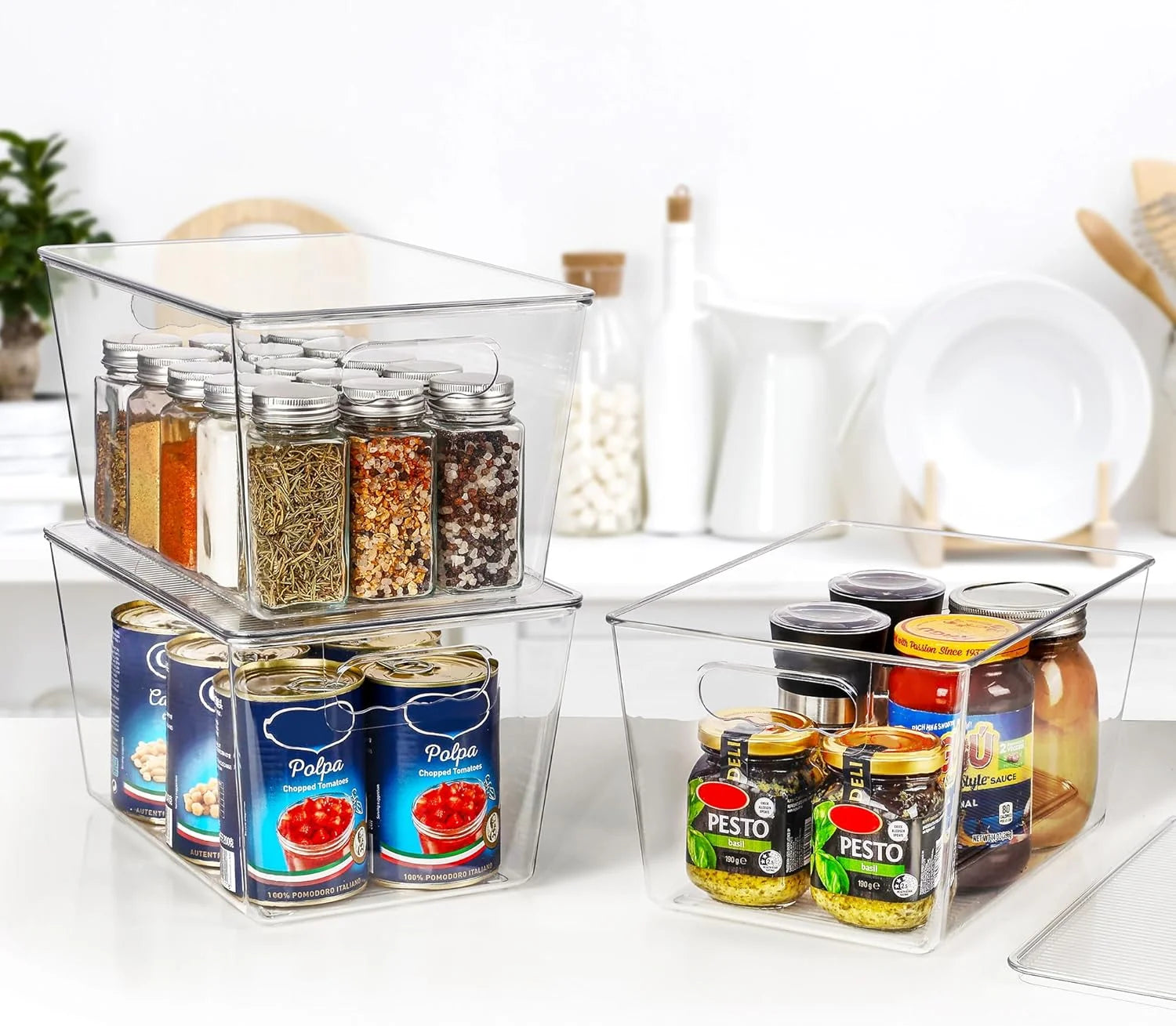 Clear Stackable Storage Bins with Lids and Handles R44370