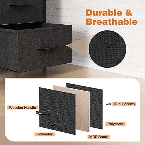 Fabric Storage Tower Dresser with Steel Frame, Black A93618