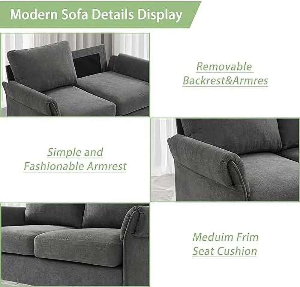50" Small Sofa Loveseat for Living Room, Fabric 2-Seater with Solid Wood Frame J779810