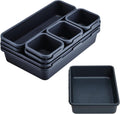 8 PCS Clear Plastic Drawer Organizers Set, 3-Size Versatile Bathroom and Vanity Drawer Organizer Trays, Storage Bins for Makeup, Bedroom, Kitchen Gadgets Utensils and Office (white) (black-1)