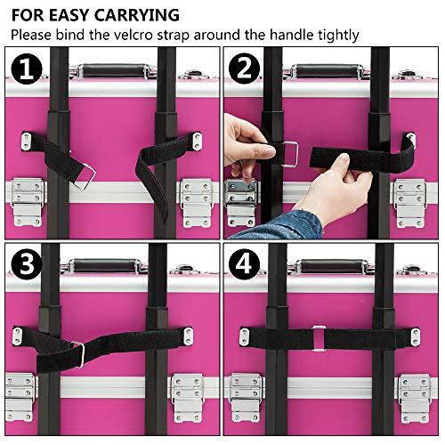 Rolling Makeup Train Case with Removable Wheels, Rose Pink N988552