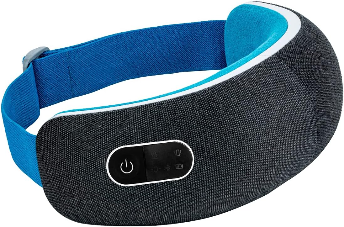 Lifepro Smart Electric Eye Massager with Heat Vibration - Bluetooth Music - Eye Strain, Migraine, Tension Headache Relief Device - Rechargeable Adjustable Dry Eye Mask (Blue) Pack of 2