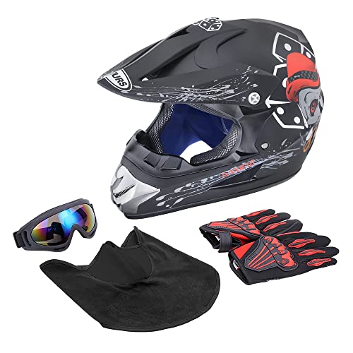 Off-Road Motorcycle Helmet with Goggle, Gloves & Mask V369861