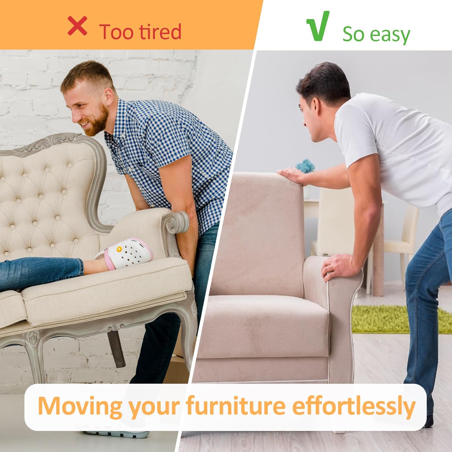 Furniture Moving Pads 2 Inches Self Adhered for Carpet and Hardwood Floors K19234