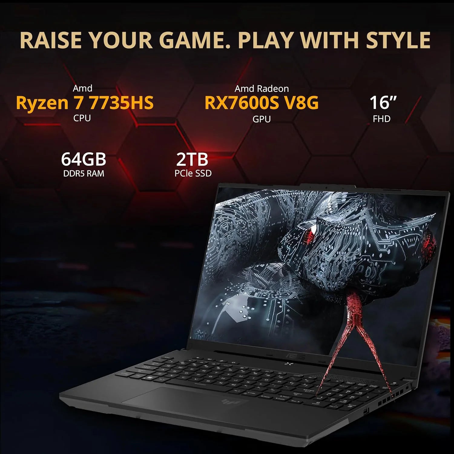 16" FHD 165Hz Gaming Laptop, AMD Ryzen 7, 64GB DDR5 RAM, 2TB SSD D34611