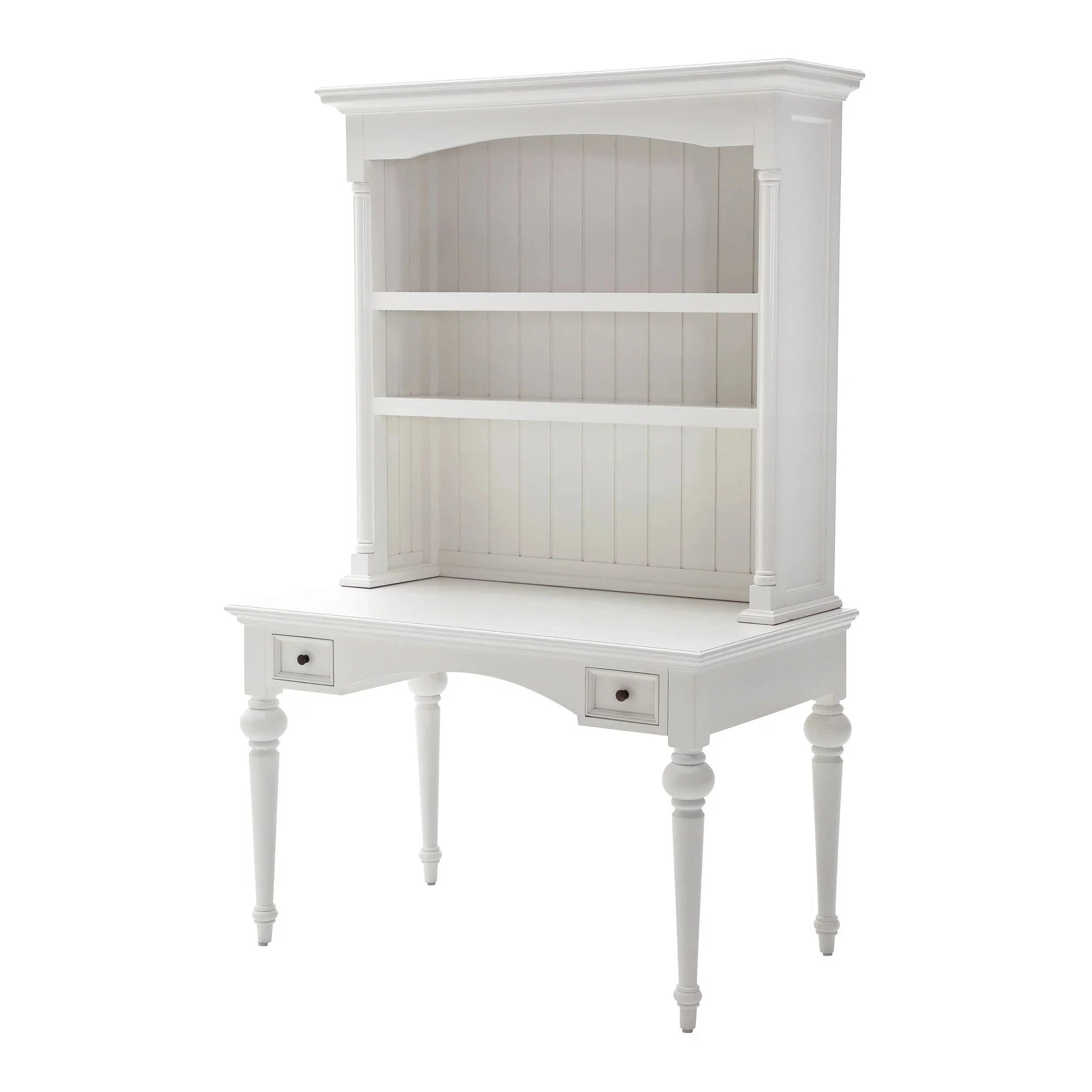 Antiqued White Writing Desk with Hutch I742