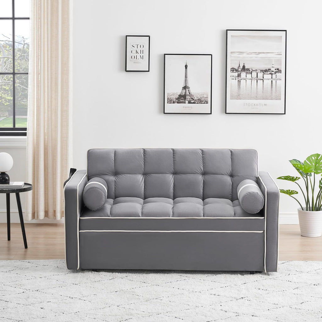 Convertible Sofa Bed with Adjustable Backrest, 55" Loveseat for Small Spaces Y665084