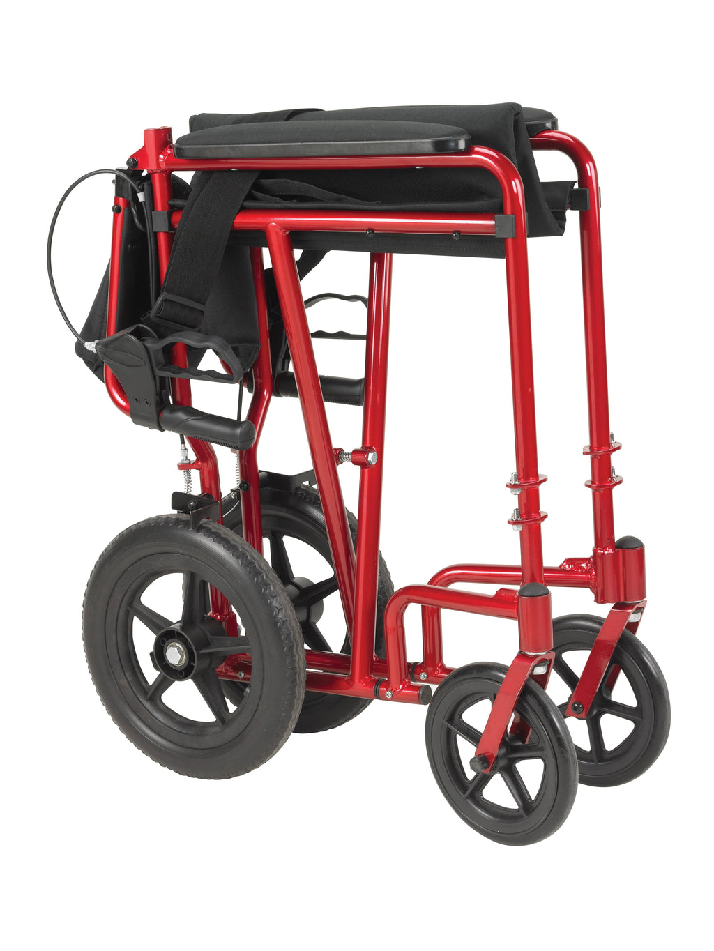 Lightweight Transport Wheelchair with Hand Brakes, Red/Black E481