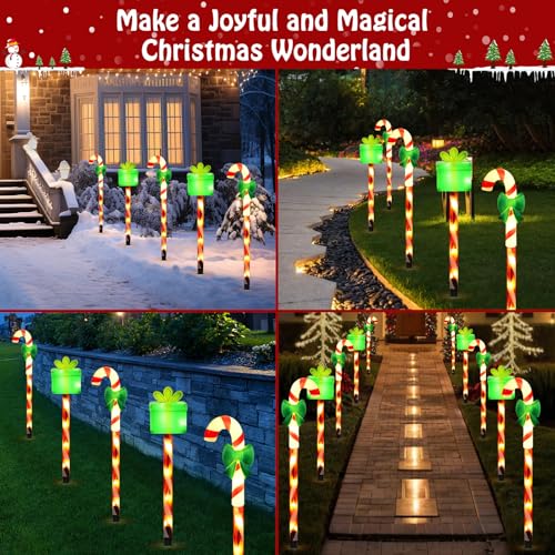 Solar Christmas Candy Cane Lights Outdoor, Pathway Stake Lights, 24 Pack G8137