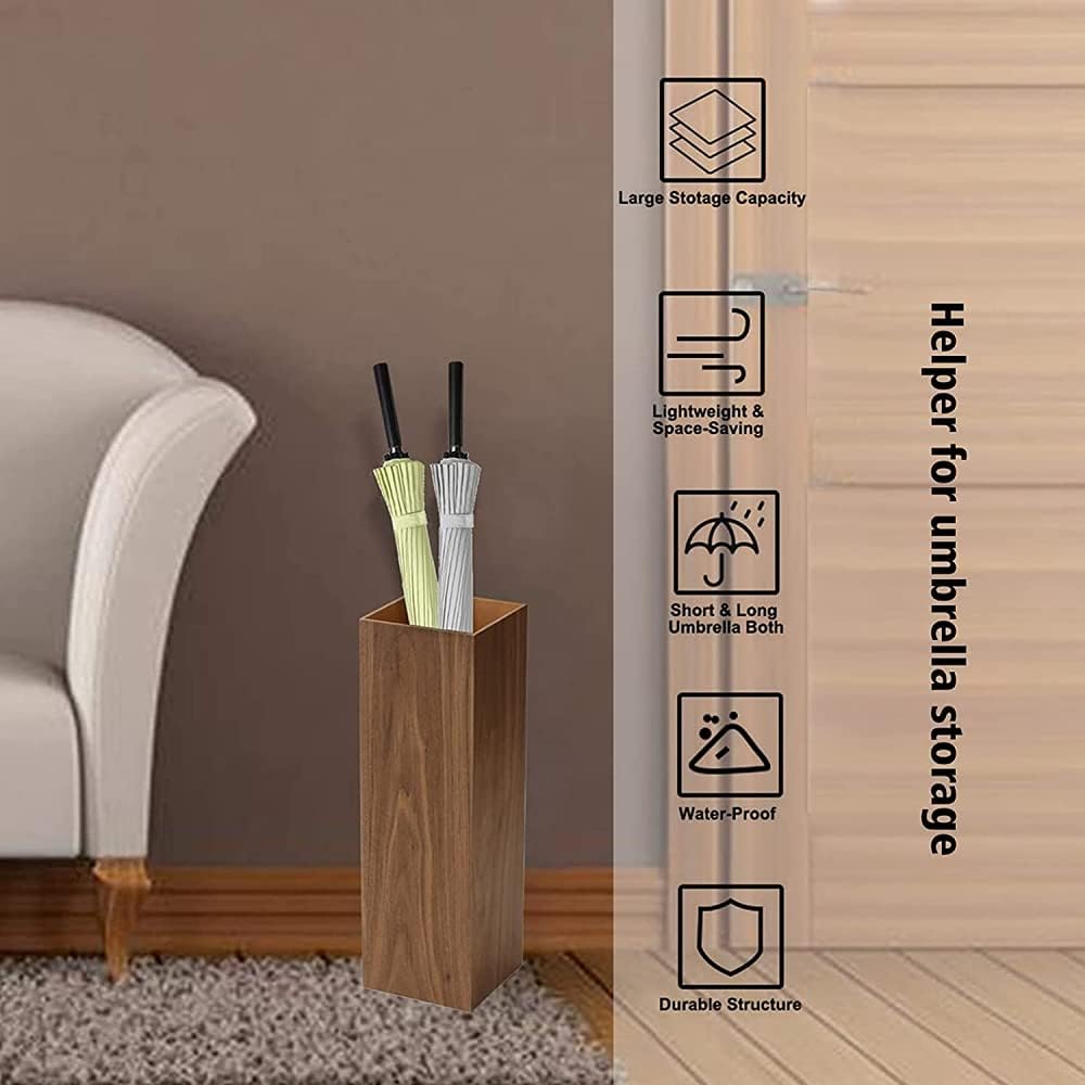 Wooden Umbrella Stand with Drip Tray for Entryway N375042