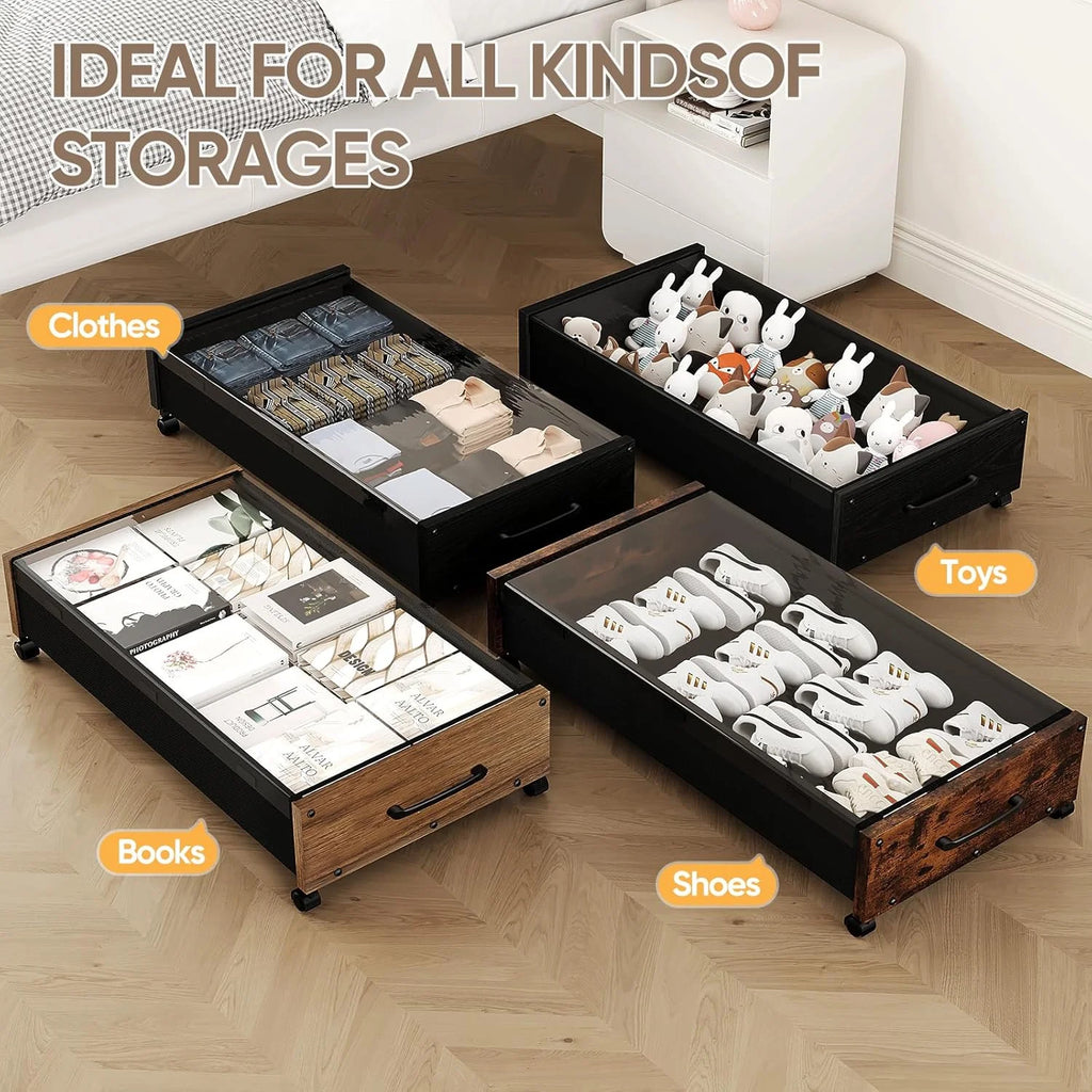 Under Bed Storage Bins with Wheels and Removable Lid, 2 Pack C292