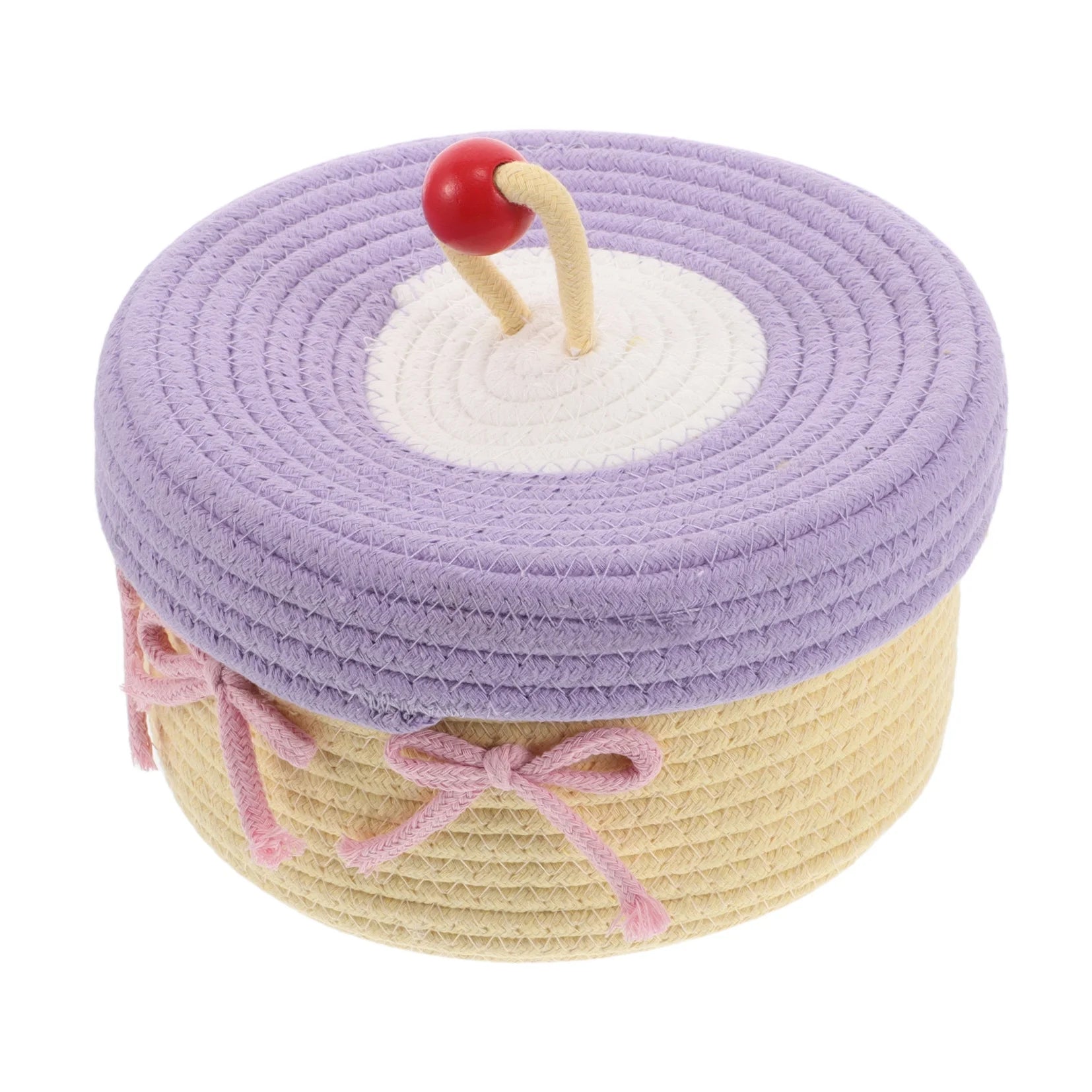 Woven Cotton Rope Basket with Lid Jewelry Storage Box H28505