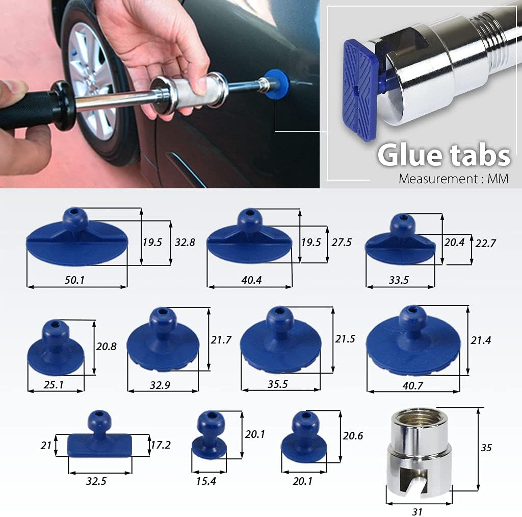 Pneumatic Auto Body Dent Puller with Glue Tabs and Hot Glue Kit T972710