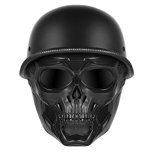 Motorcycle Half Helmet with Face Shield, DOT Approved Retro Style X5103