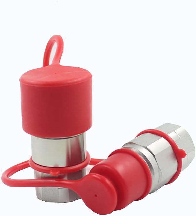 3/4" SAE-12 UNF Flat Face Hydraulic Quick Connect Coupler, Dust Cap, 2-Pack B734227