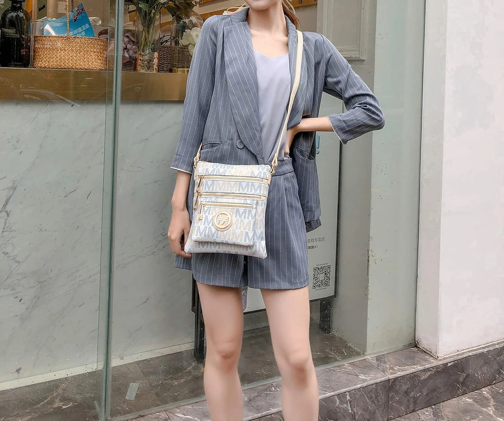 Black Multi Compartments Crossbody Bag G9659