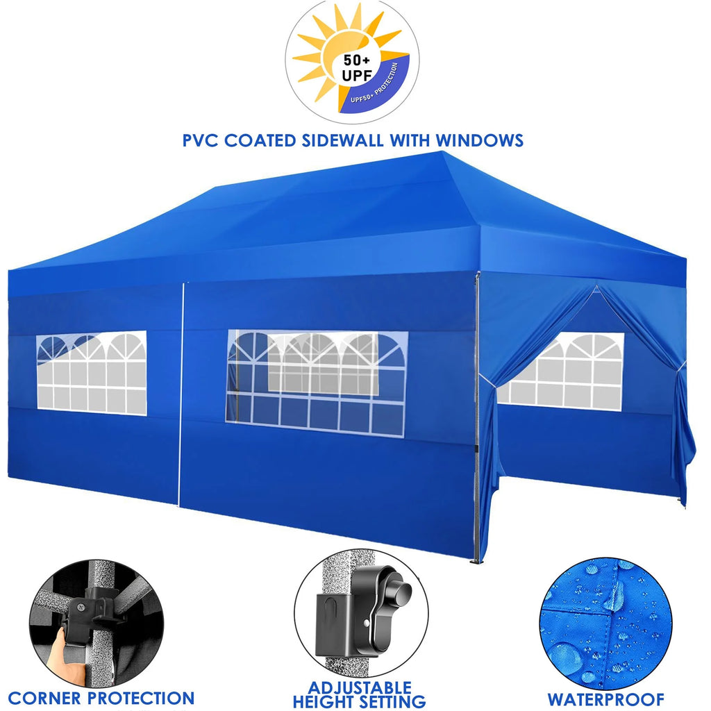 10x20 ft Pop Up Canopy Tent with Removable Sidewalls and Roller Bag X584106