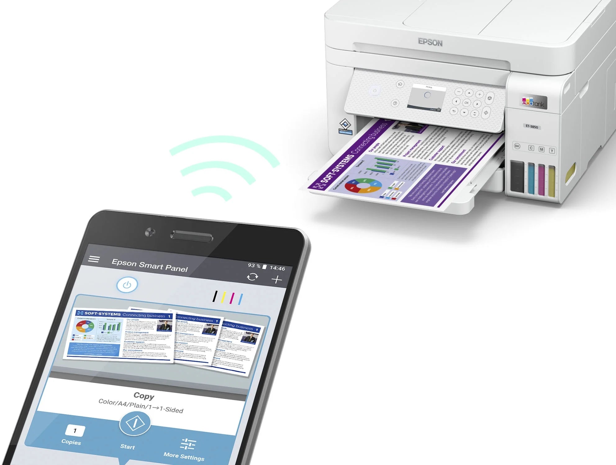 All-in-One Inkjet Printer with Scanner, Copier, White, Bundle with Printer Cable W677