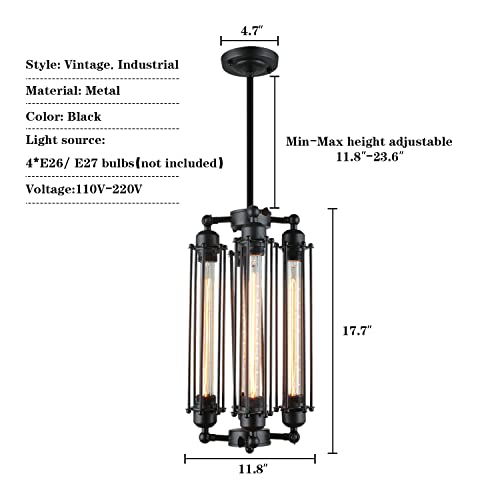 Steampunk Chandelier Vintage Pendant Light, 4 Heads M4995