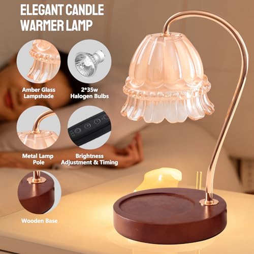Candle Warmer Lamp with Dimmer and Timer for Jar Candles, Plug-in Wax Warmer for Home and Office H741
