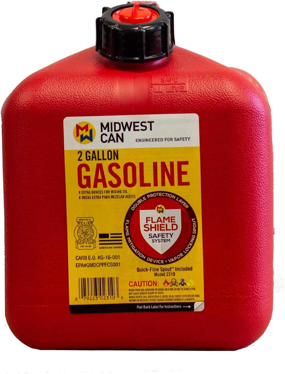 2 Gallon 8 oz. Gasoline Can with Quick-Flow Spout B5663