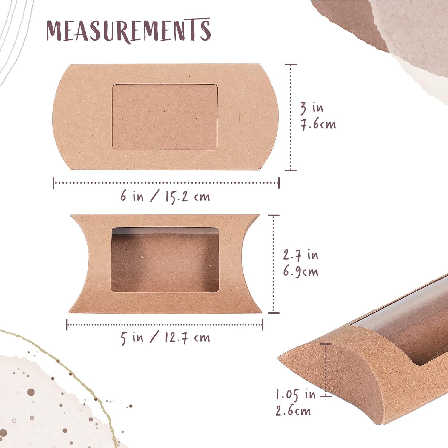 Kraft Pillow Gift Boxes with Windows, 40-Pack G985