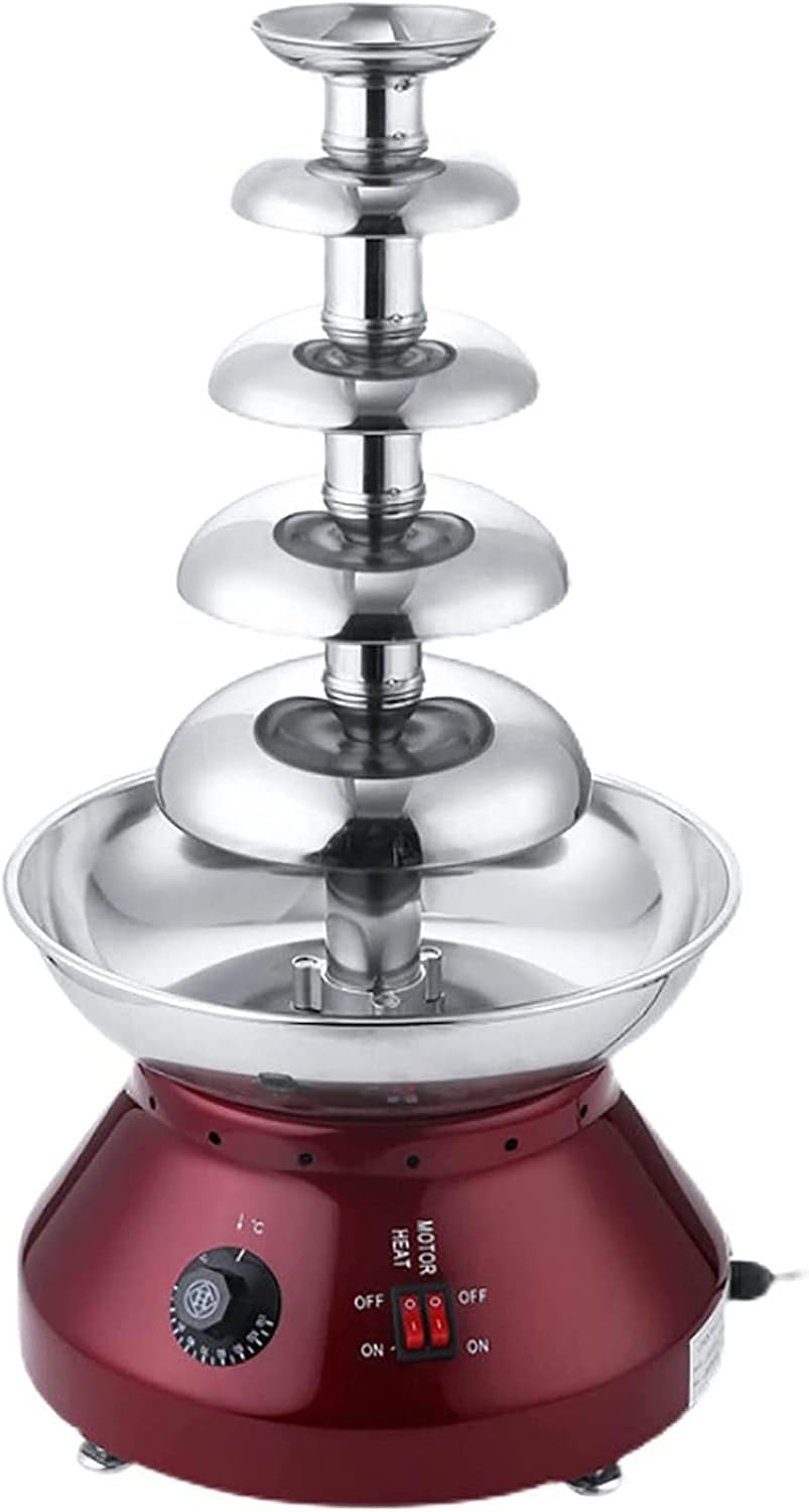 Electric Chocolate Fondue Fountain Machine, 5 Tiers Stainless Steel Chocolate Melting Machine, Adjustable Temperature 0-110°C, for Party Wedding and Birthday