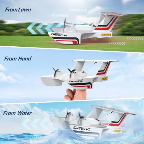 RC Plane for Water Land & Air, Amphibious Aircraft with 2 Batteries J78024