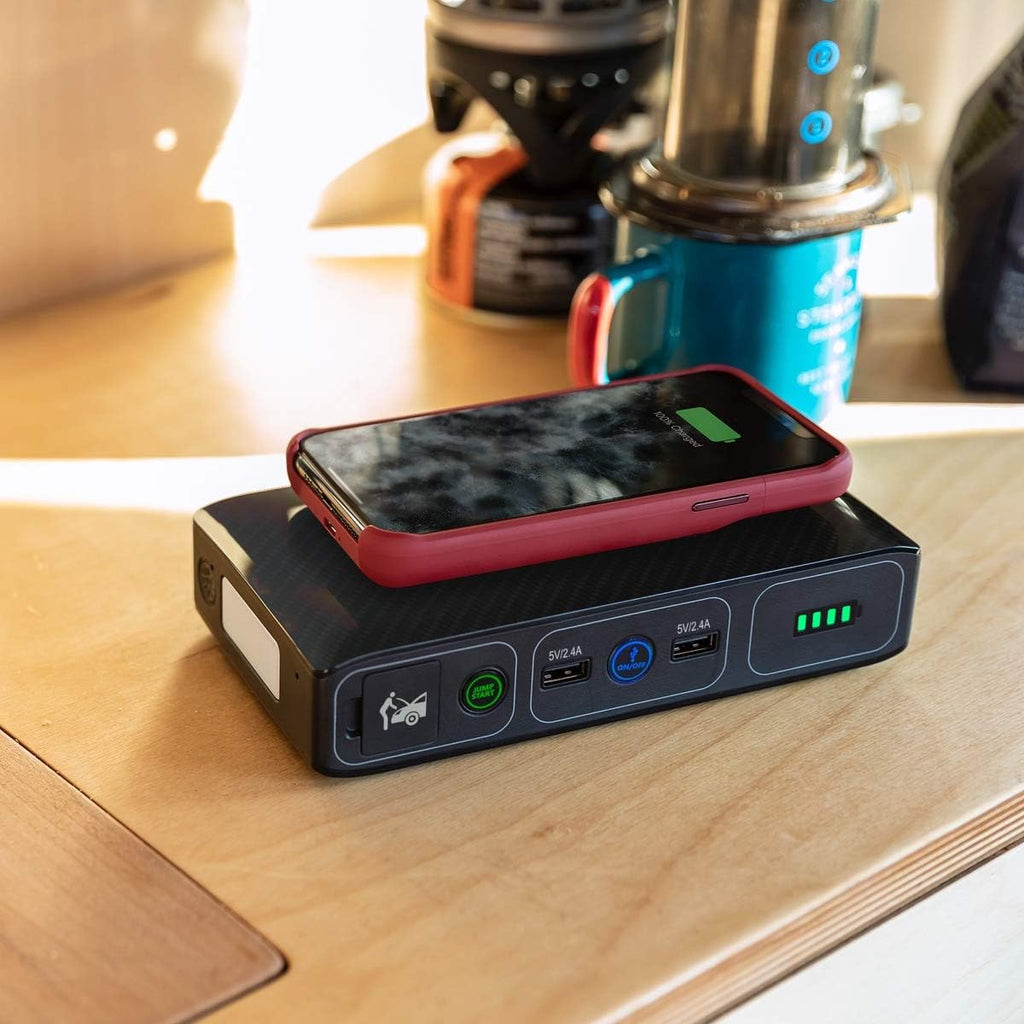 Wireless Laptop Power Bank 44400 mWh Portable Charger with AC Outlet and Car Jump Starter D639