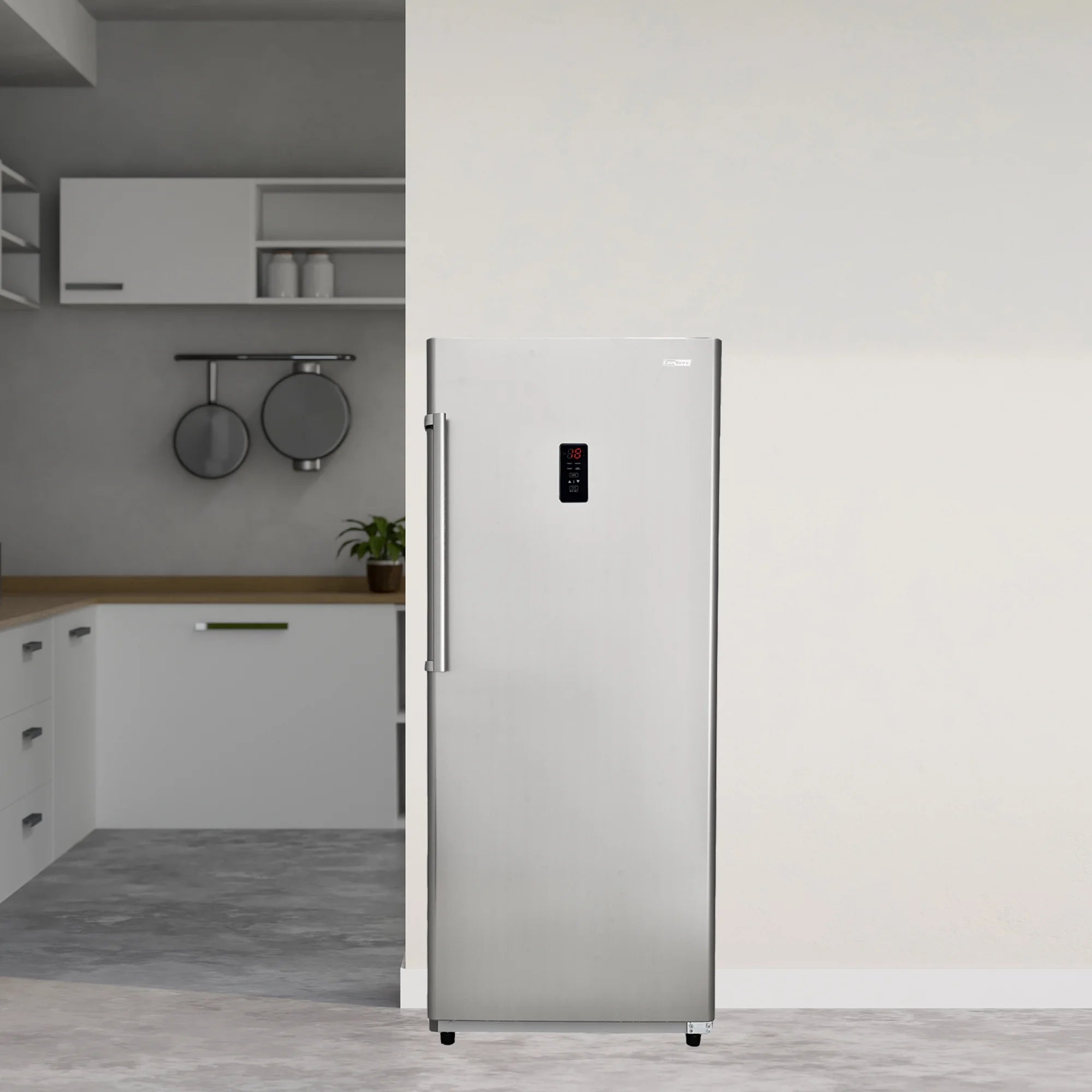 17 cu. ft Convertible Upright Freezer/Refrigerator, Stainless, Reversible Door J763
